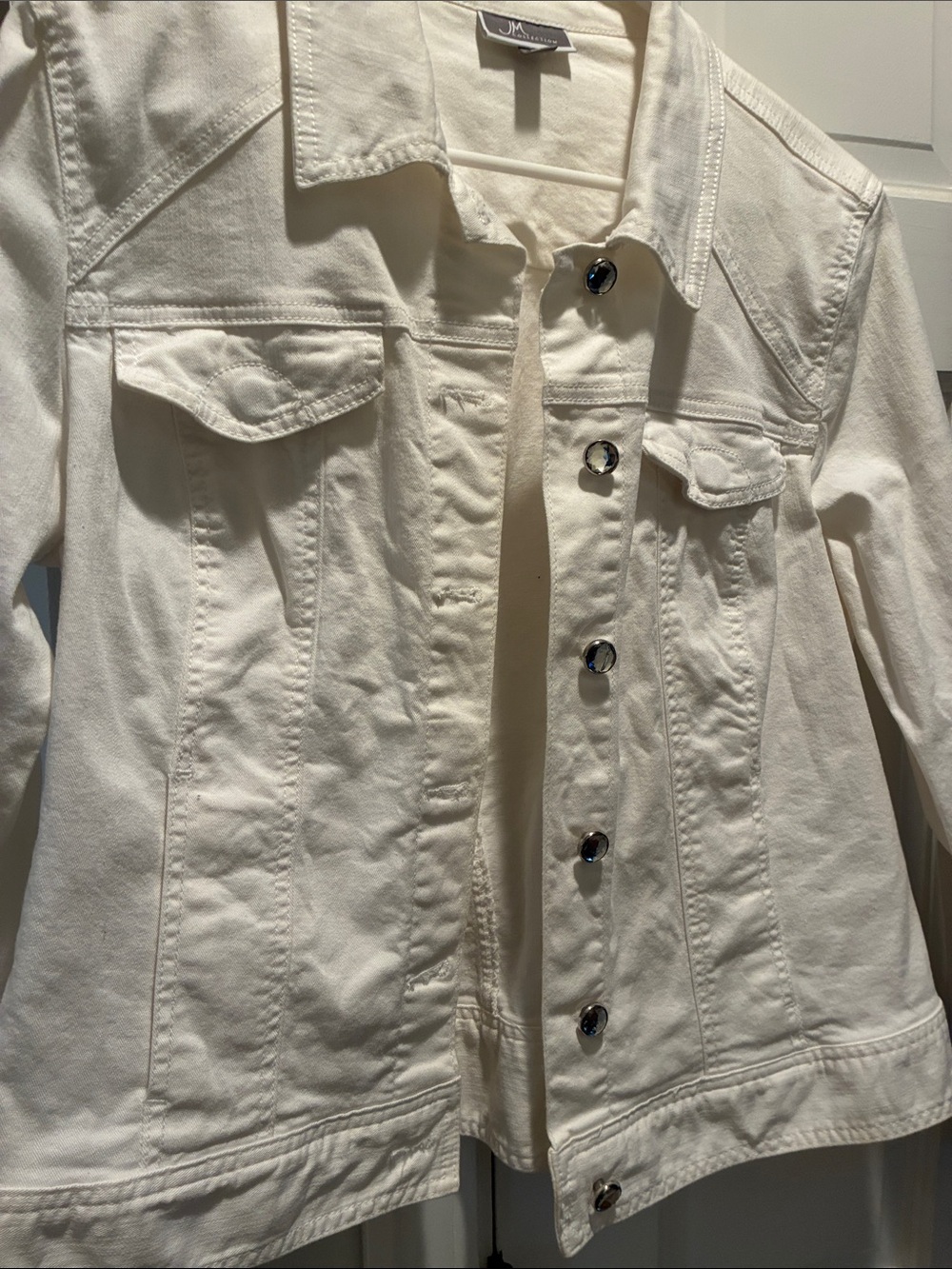 JM Collection Women's Off-White Denim Jacket - Picture 6 of 11
